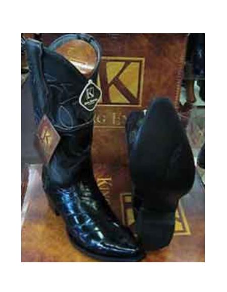Mens Eel Cowboy Boot - "Black" Boot