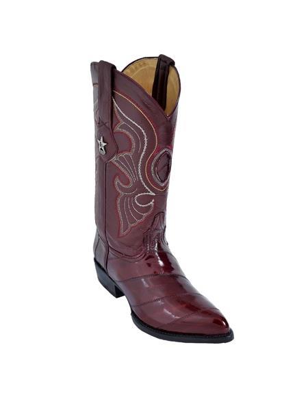 Mens Eel Cowboy Boot - "Burgundy" Boot