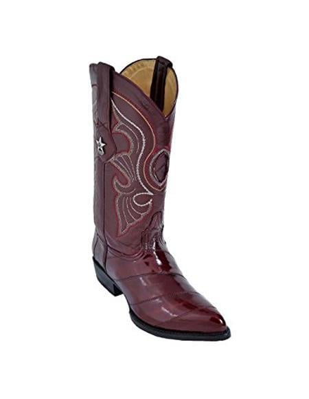 Mens Eel Cowboy Boot - "Burgundy" Boot