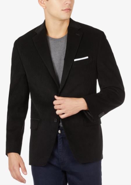100% Cotton Stretch Men's Modern-Fit Corduroy Burgundy Blazer main image 1