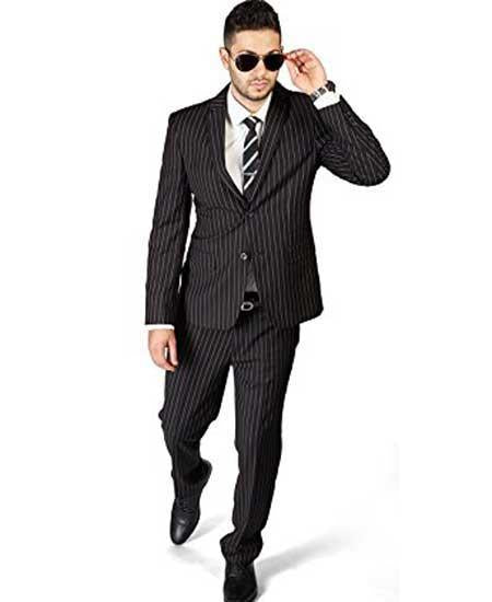 34s Suit - 34 Short Shiny Black Suit - Size 34 Suit - 34s Slim Fit Suit main image 1