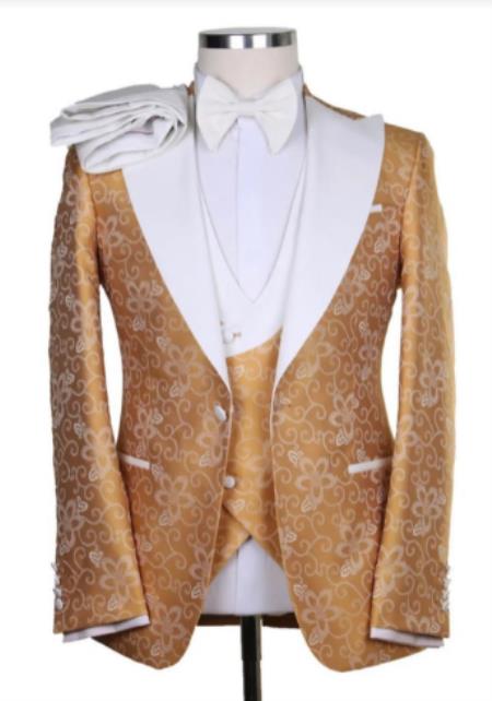 White and Gold Tuxedo - Slim Fit Gold Tuxedo main image 0