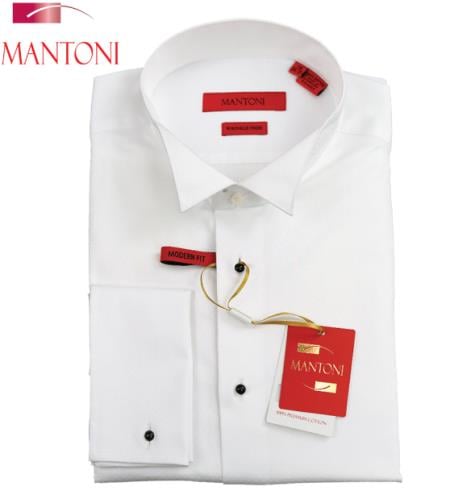 Mantoni White Wing-Tip Tuxedo Shirt