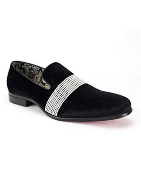 Mens Black Velvet Shoes