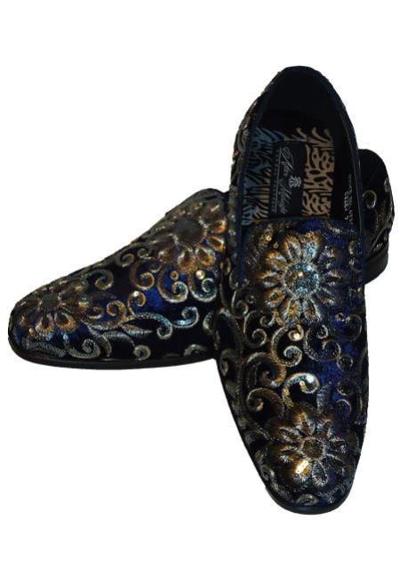 Mens Black Velvet Shoes