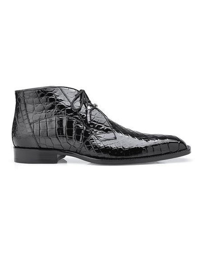 Mens Crocodile Skin Boots - Black
