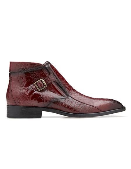 Mens Crocodile Skin Boots - Red