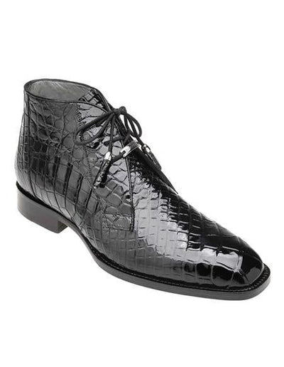 Mens Crocodile Skin Boots - Black