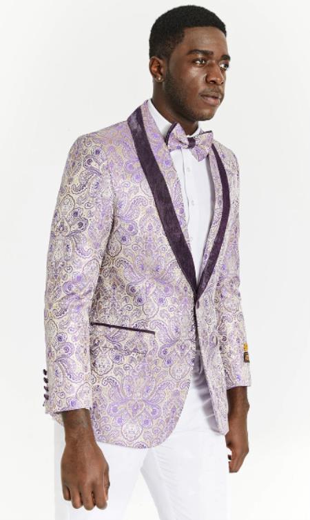 Big and Tall Dinner Jacket - Big Man Sport Jacket - Mens Blazer - Black and Purple main image 0
