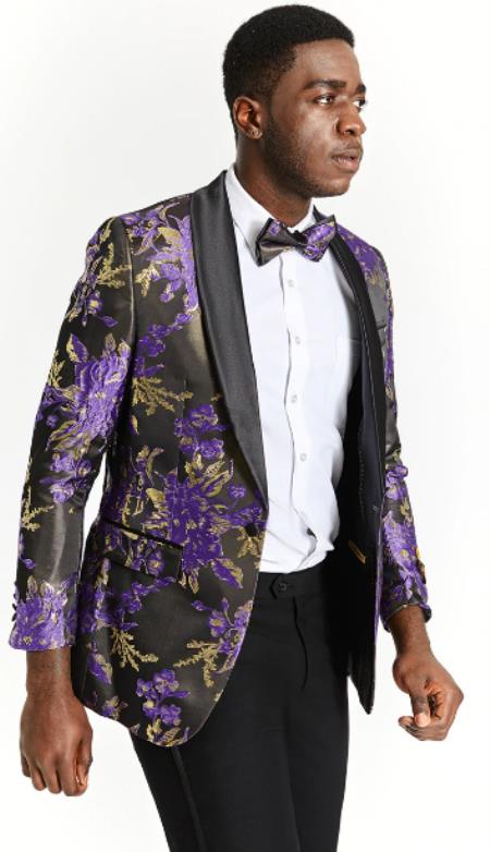 Big and Tall Dinner Jacket - Big Man Sport Jacket - Mens Blazer - Black and Red Trim main image 0