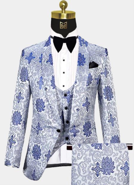Silver And Blue Tuxedo Royal Blue and Silver
