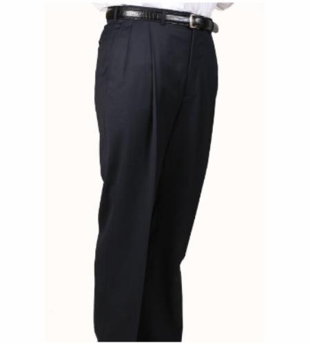 Mens Double Pleated Trousers - Double Pleated Dress Pants - Slacks Navy