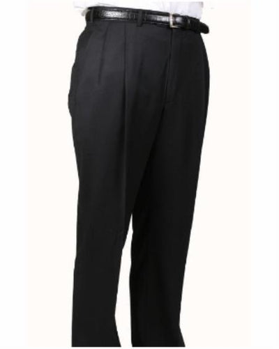 Mens Double Pleated Trousers - Double Pleated Dress Pants - Slacks Black