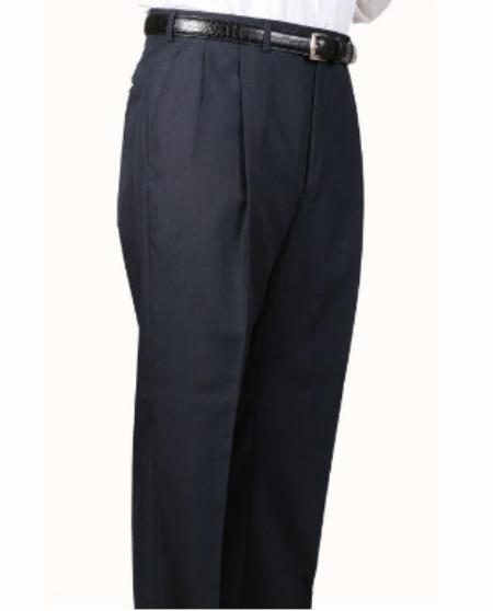 Mens Double Pleated Trousers - Double Pleated Dress Pants - Slacks Navy