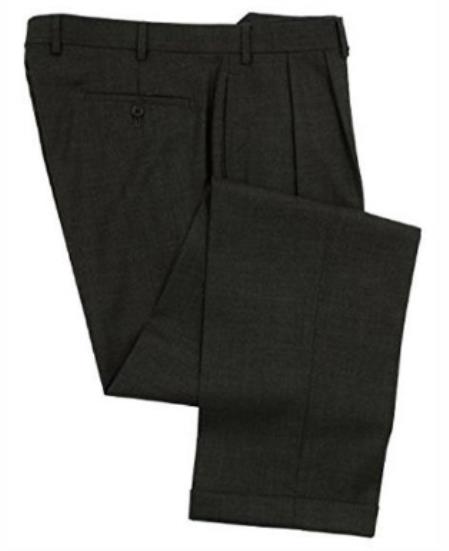 Mens Double Pleated Trousers - Double Pleated Dress Pants - Slacks Charcoal