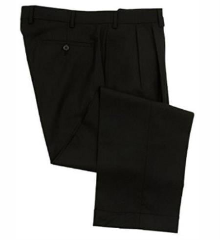 Mens Double Pleated Trousers - Double Pleated Dress Pants - Slacks Black