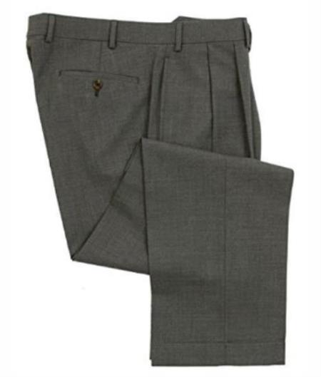 Mens Double Pleated Trousers - Double Pleated Dress Pants - Slacks Gray