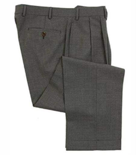 Mens Double Pleated Trousers - Double Pleated Dress Pants - Slacks Medium Grey
