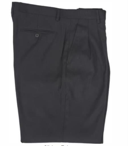 Mens Double Pleated Trousers - Double Pleated Dress Pants - Slacks Black