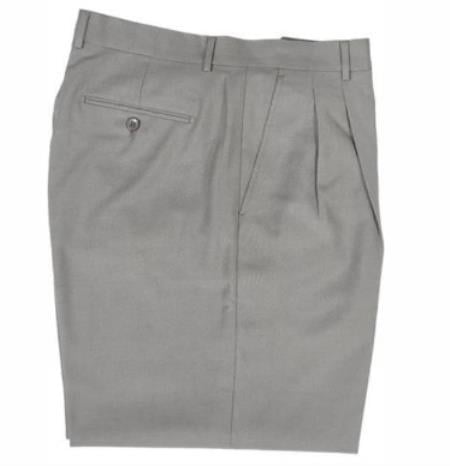 Mens Double Pleated Trousers - Double Pleated Dress Pants - Slacks Gray