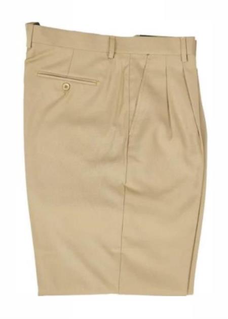 Mens Double Pleated Trousers - Double Pleated Dress Pants - Slacks Khaki