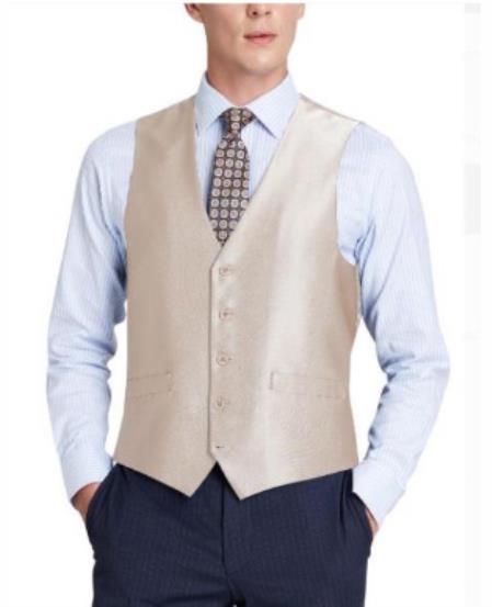 Mens Big and Tall Dress Vests - Beige (Shark Skin)