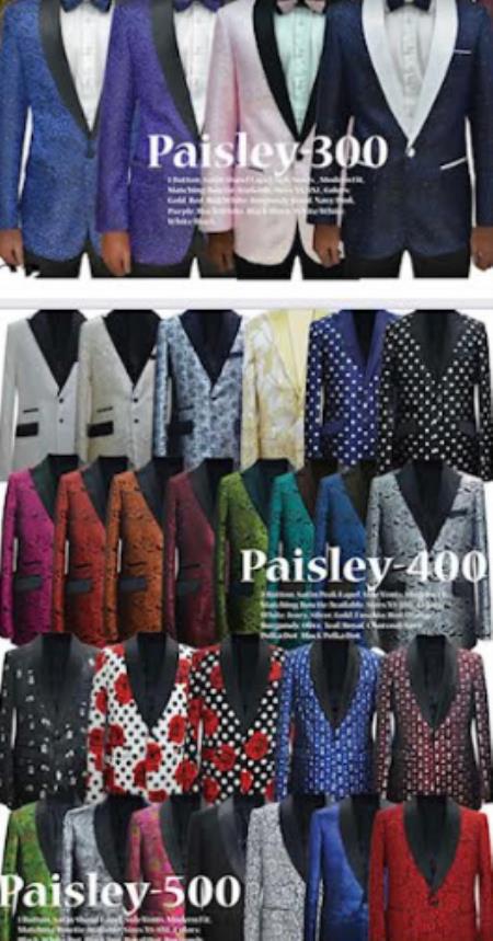10 Fancy Paisley Blazer For (We Pick The Colors Based of Availability)