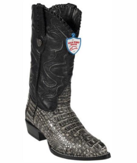 Botines Para Hombre Negro - Wild West Rustic Black J-Toe Caiman ~ World Best Alligator ~ Gator Skin Hornback Cowboy Boots