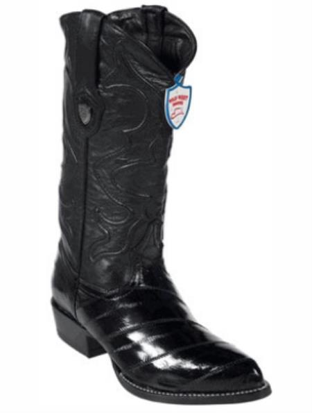 Botines Para Hombre Negro - Wild West Black Eel Cowboy Boots - Botas De Anguila