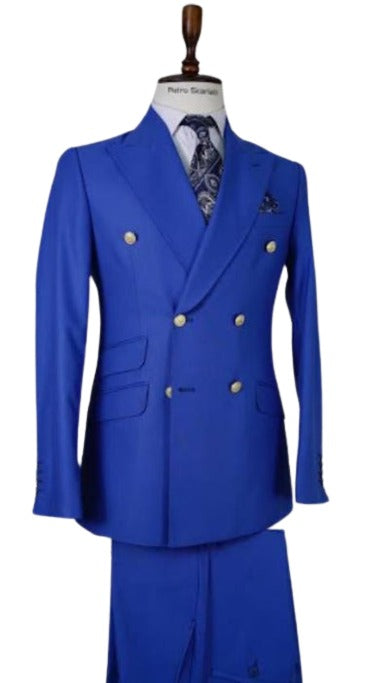 Double Breasted Blazer with Gold Buttons - Navy Blue Sport Coat