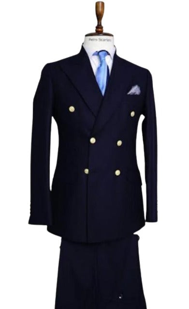 Double Breasted Blazer with Gold Buttons - Sky Blue Sport Coat main image 1