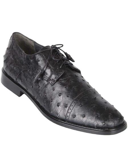 Los Altos Ostrich Quill Cap Toe Shoes Black