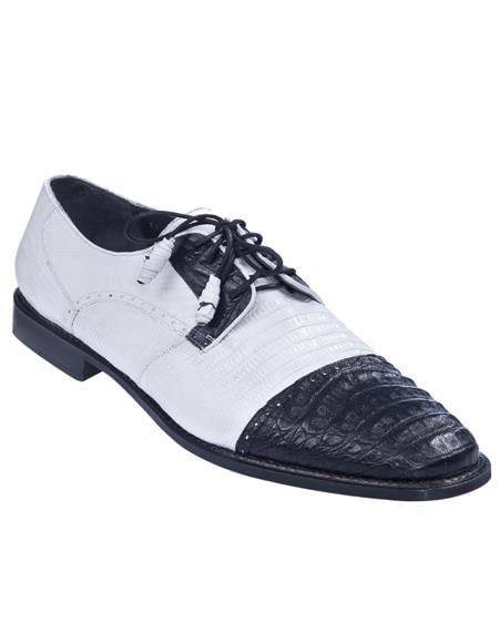 Los Altos Lizard and Caiman Spectator Shoes Black - White