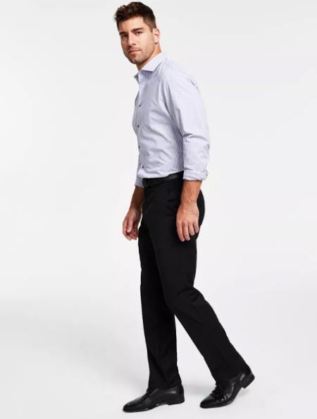 Mens Sharkskin Pants Black Solid