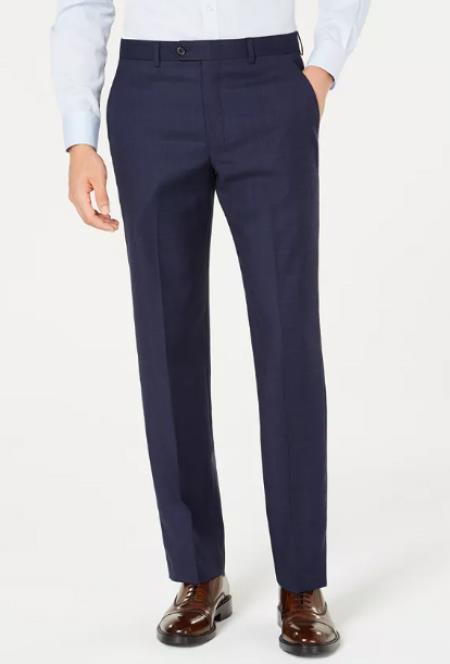 Mens Sharkskin Pants Blue Windowpane