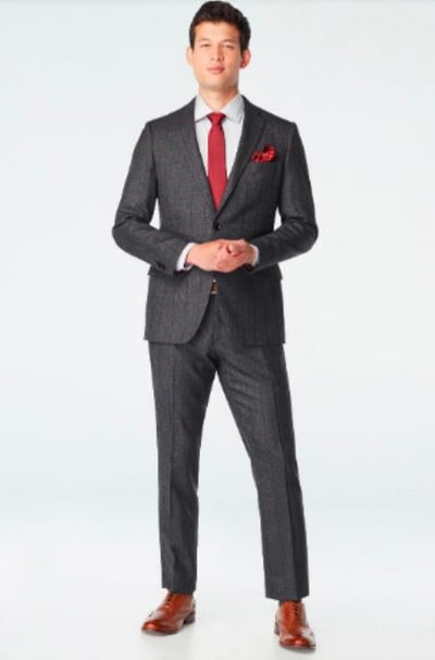 Vested Plaid Suit Available in Charcoal and Burgundy Plaid - 2 Button 3 Piece With Vest Flat Front Pants Modern Fit
