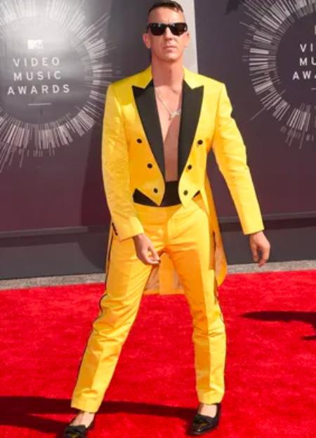 Mens Yellow ~ Black Tuxedo Suit