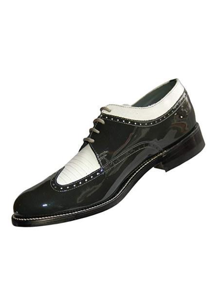1920's Mens Dress Shoes - 20s Shoes - 1920s Gangster Shoes - Grey and White