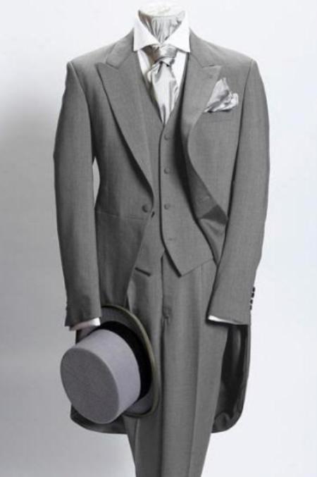 Men's 1 Button Silver Grey Prince Of Wales Light Weight Wool Morning Suit main image 0