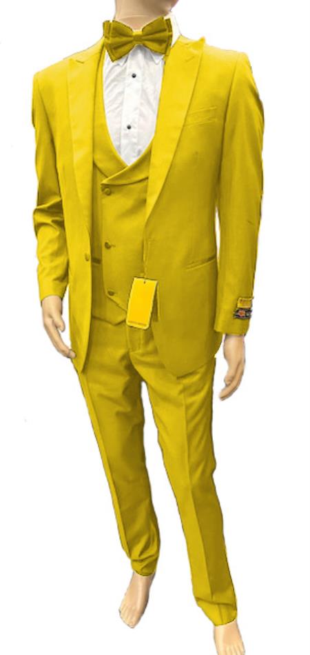 Mens One Button Peak Label Suit Navy Blue main image 1
