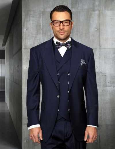 Mens Big and Tall Size Suits - Plus Size Mens Sapphire Suit - Peak Lapel Ticket Pocket