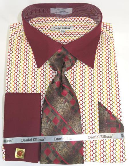 Mens Burgundy Shirt With Tie