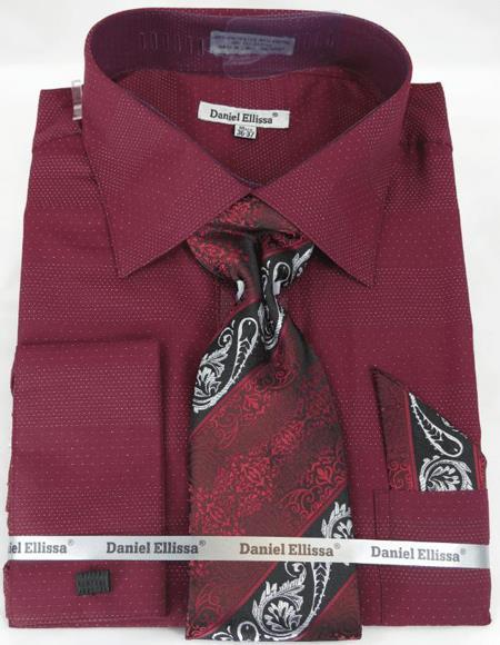 Mens Burgundy Shirt With Tie