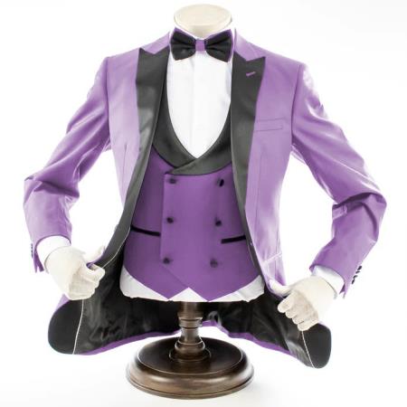 Lavender 3-Piece Slim-Fit Tuxedo + Black Pants