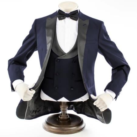 Navy 3-Piece Slim-Fit Tuxedo + Black Pants