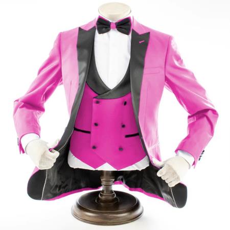 Rose 3-Piece Slim-Fit Tuxedo + Black Pants