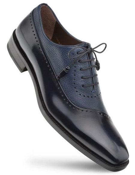 Mens Mezlan Postdam Calfskin Oxford Dress Shoe in Navy - LAST CALL 9 main image 0
