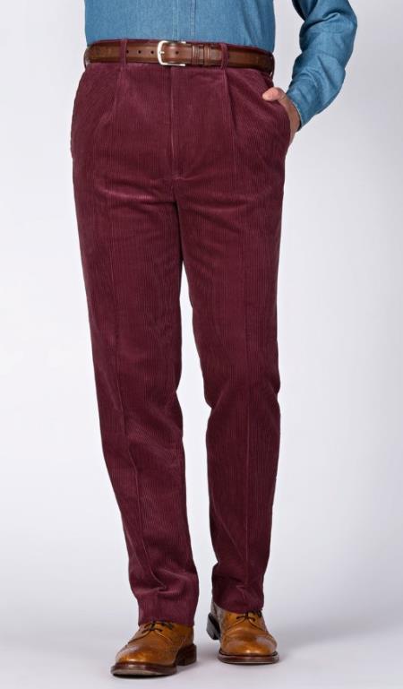 Red Pleated County Corduroy Pants main image 0