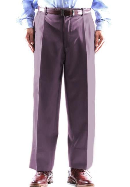 Zacchi Mens Dress Pleated Lavender Slacks - Colorful Pants