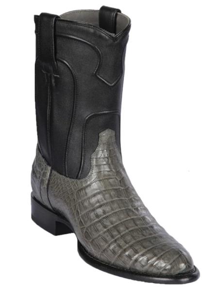 Mens Los Altos Original Caiman Belly Roper Toe Boots Gray